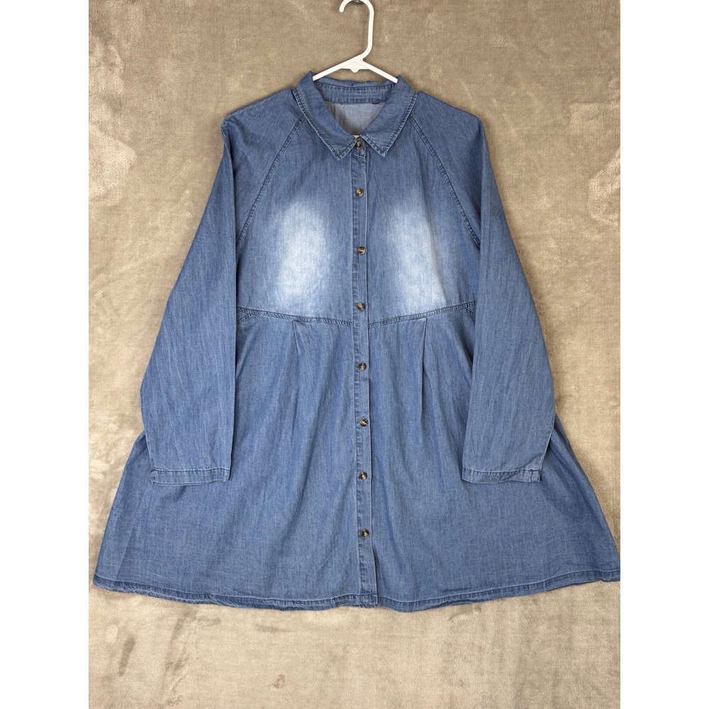 Cupshe Denim Shirt Dress Women's Button Front Long Sleeve Chambray NWOT